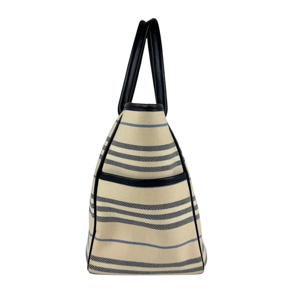 Burberry Navy White Blue handbag leather canvas Ivory